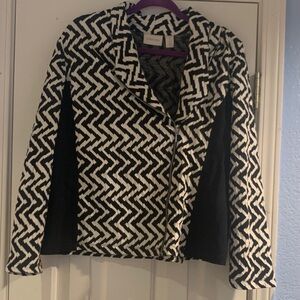 Chico's Black and White Zigzag Blazer